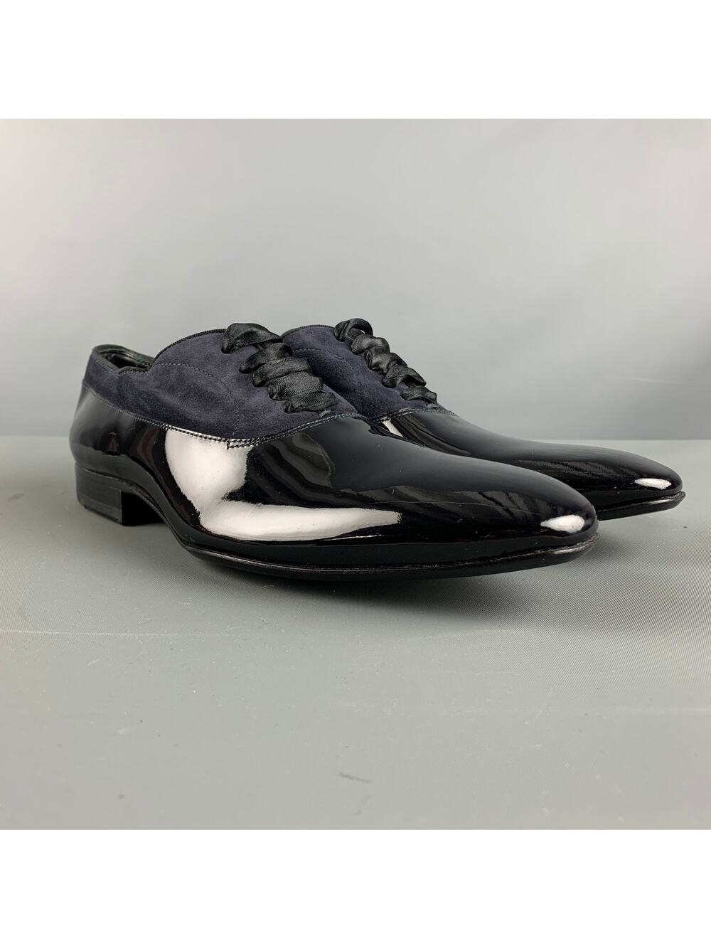 PAUL SMITH Size 7 Black Mixed Materials Suede Tuxedo Lace Up Shoes